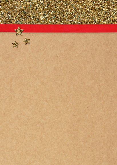 Kerstkaart glitter boom goud 2