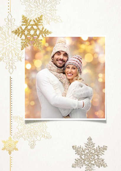 Kerstkaart glitter sterren eigen foto 2