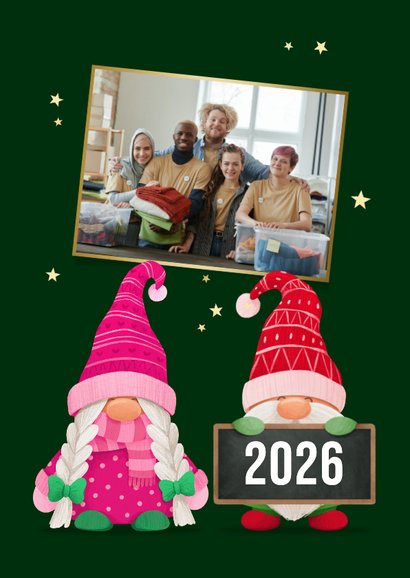 Kerstkaart gnome kabouters bedankt zakelijk fijne feestdagen 2