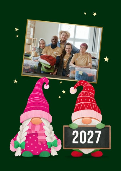 Kerstkaart gnome kabouters bedankt zakelijk fijne feestdagen 2