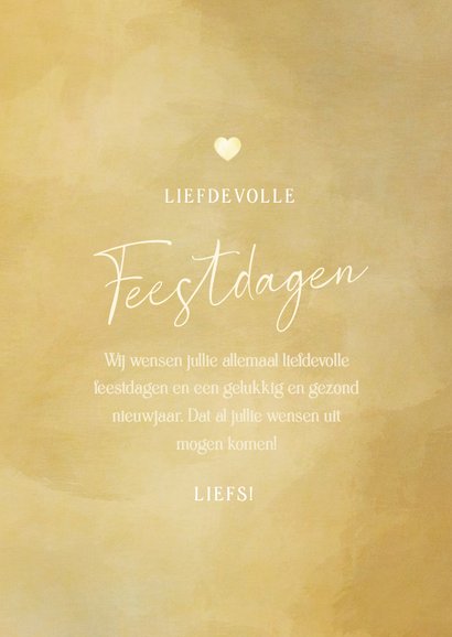 Kerstkaart goud hart van sparkles met foto 3