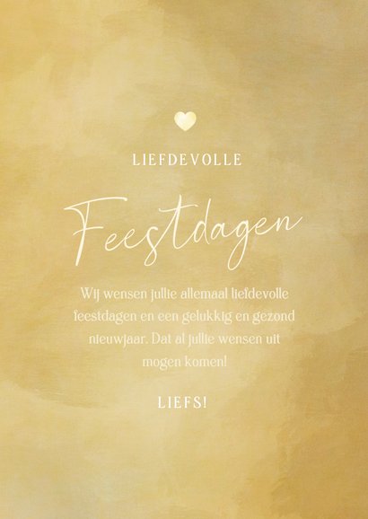 Kerstkaart goud hart van sparkles met foto 3