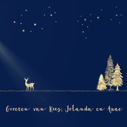 Kerstkaart goud-illustratie op blauw 3