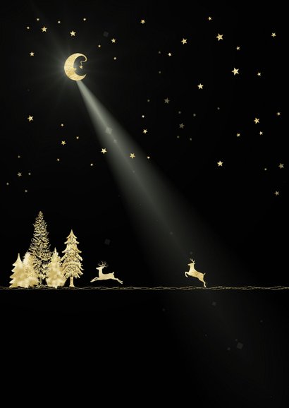 Kerstkaart goud-illustratie op zwart 2