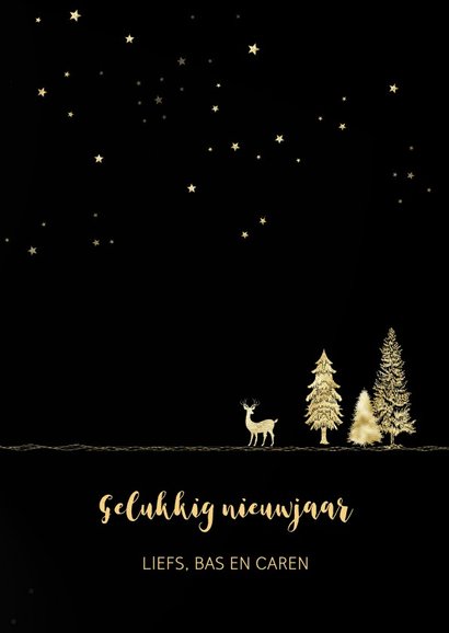 Kerstkaart goud-illustratie op zwart 3