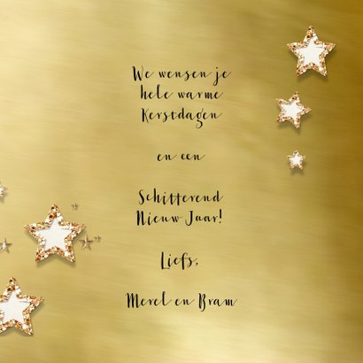 Kerstkaart goud kader en sterren bij eigen foto 3