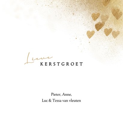 Kerstkaart goud met hart 3