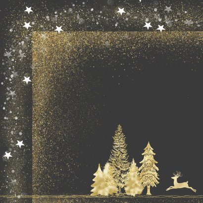 Kerstkaart goud op grijs met foto 2