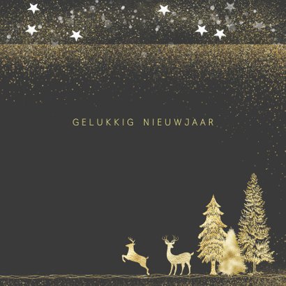 Kerstkaart goud op grijs met foto 3