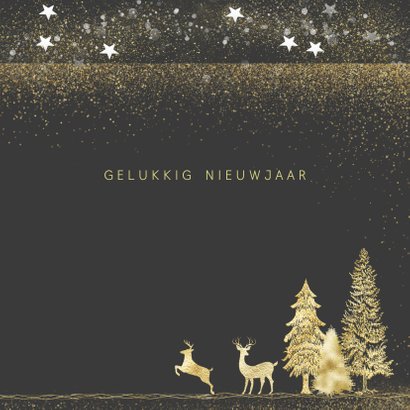 Kerstkaart goud op grijs met foto 3