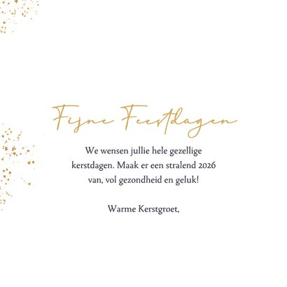 Kerstkaart goud paarse dennentakken 3