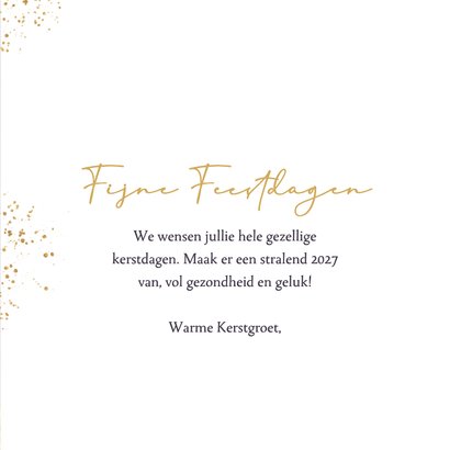 Kerstkaart goud paarse dennentakken 3