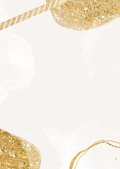 Kerstkaart goud stijlvol kerstbal foto glitter verf Achterkant
