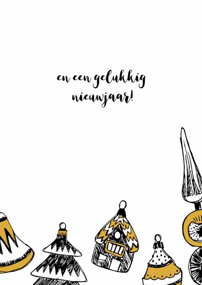 Kerstkaart gouden hangers op krijtbord 3