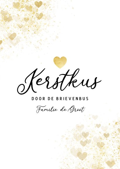 Kerstkaart gouden hart kerstkus brievenbus 3