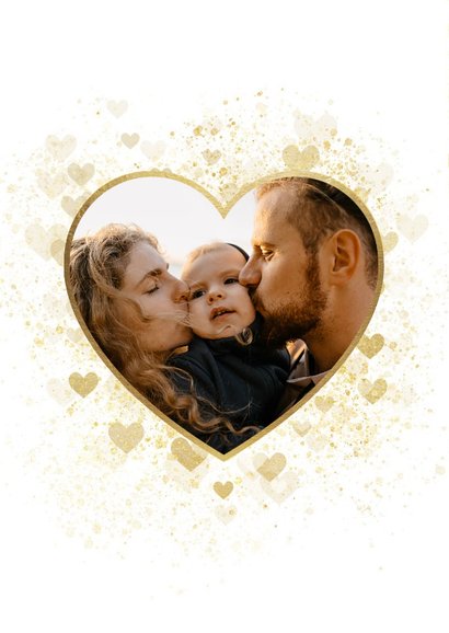 Kerstkaart gouden hart met foto liefdevol 2
