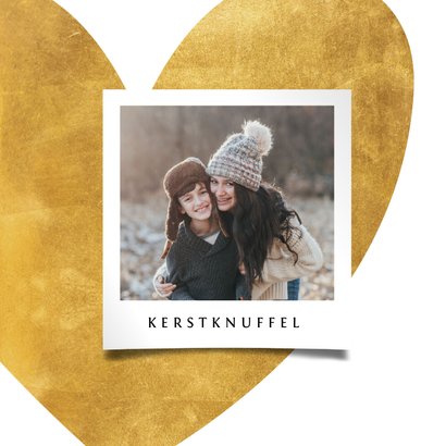 Kerstkaart gouden hart met foto 2