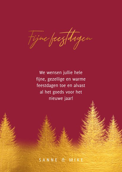 Kerstkaart gouden kerstbomen en foto 3