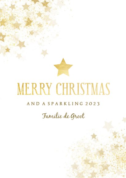 Kerstkaart gouden ster met foto stijlvol 3