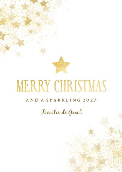 Kerstkaart gouden ster met foto stijlvol 3