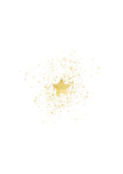 Kerstkaart gouden ster met foto stijlvol Achterkant