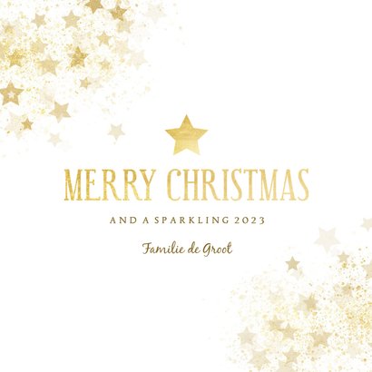 Kerstkaart gouden ster stijlvol Merry Christmas 3