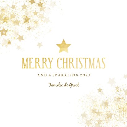 Kerstkaart gouden ster stijlvol Merry Christmas 3