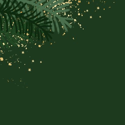 Kerstkaart gouden sterren spetters takjes Fijne Kerst groen 2