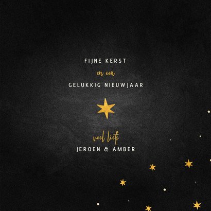 Kerstkaart goudlook ster met woorden krijtbord 3