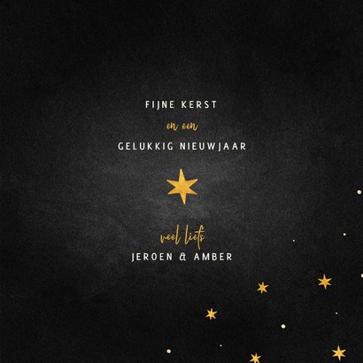 Kerstkaart goudlook ster met woorden krijtbord 3