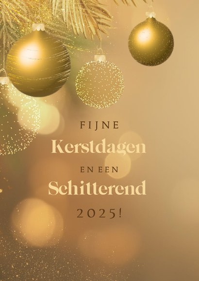 Kerstkaart goudlook stijlvol kerstballen jij bent goud waard 2