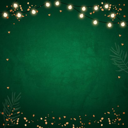 Kerstkaart groen fotocollage confetti koperlook 2