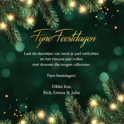 Kerstkaart groen kersttakken jaartal 2026 goudlook 3