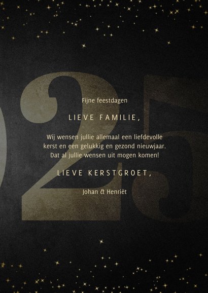 Kerstkaart grote 25 met handgeschreven christmas 3