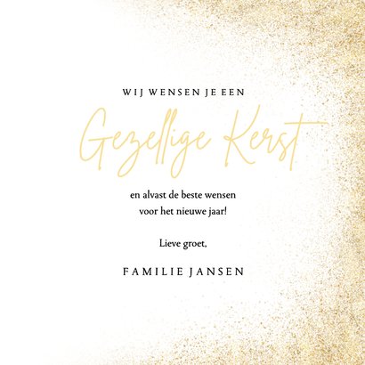 Kerstkaart grote foto gezellige kerst gouden rand 3
