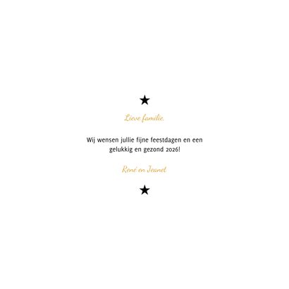 Kerstkaart grote foto met gouden tekst en kader 3