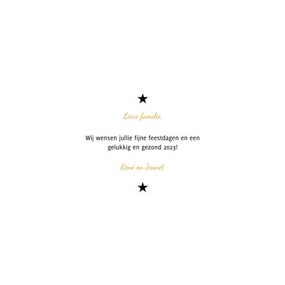 Kerstkaart grote foto met gouden tekst en kader 3