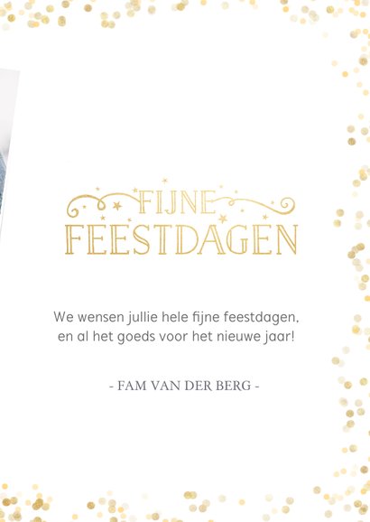Kerstkaart grote foto met goudlook confetti 3
