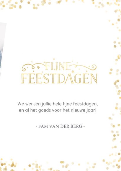 Kerstkaart grote foto met goudlook confetti 3
