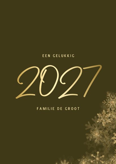 Kerstkaart grote foto met sneeuwkader en gouden 2027 3