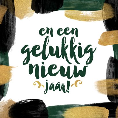 Kerstkaart handlettering gouden verf strepen abstract kunst 2