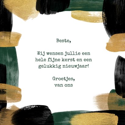 Kerstkaart handlettering gouden verf strepen abstract kunst 3