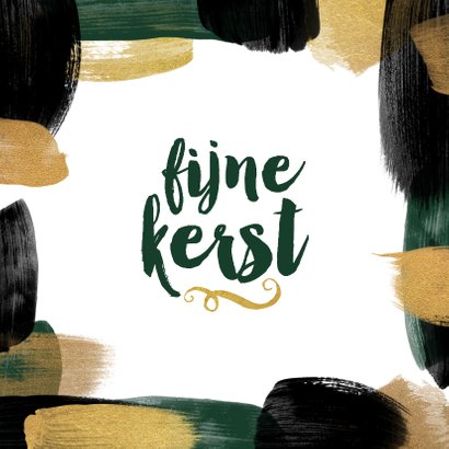 Kerstkaart handlettering gouden verf strepen abstract kunst Achterkant