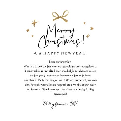 Kerstkaart 'Hang in there' kerstbal goudlook verfstreep logo 3
