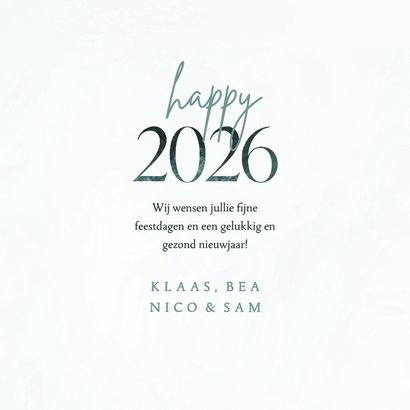 Kerstkaart happy 2026 lichtblauw met sneeuwvlokken 3