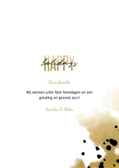 Kerstkaart happy holidays goudlook fotocollage 3