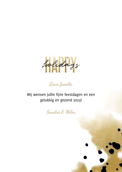 Kerstkaart happy holidays goudlook fotocollage 3