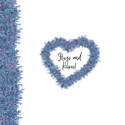 Kerstkaart hart en label blauw 2