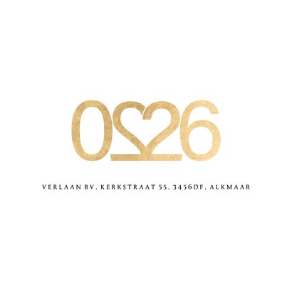 Kerstkaart hart voor elkaar goud 2