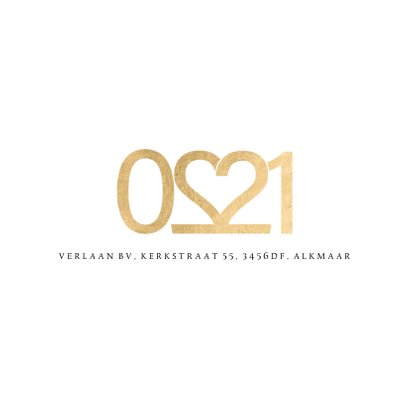 Kerstkaart hart voor elkaar goud 2